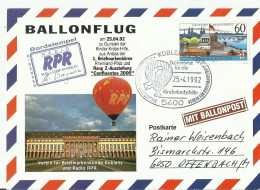 BDR GS 1992 BALLONFLUG EMA - Lettres & Documents