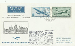 DDR CV ERSTFLUG1956 BERLIN BUDAPESZT - Posta Aerea