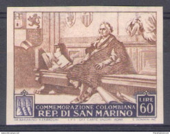 1951 San Marino, N. 381c C. Colombo Non Dentellato - MNH** - Abarten Und Kuriositäten