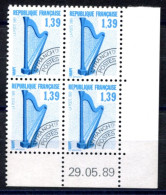 RC 27807 FRANCE N° 202 - PRÉOBLITÉRÉ INSTRUMENT DE MUSIQUE COIN DATÉ DU 29.05.89 NEUF ** TB - Voorafgestempeld