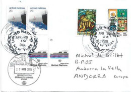 Letter 2024 From New-York (UN Headquarters) To Andorra (Principality) With Arrival Illustrated Andorran Postmark - Cartas & Documentos