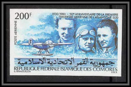 92223 Comores Poste Aérienne PA N°182 Traversee Atlantique Sud Mermoz 1980 Aviation Non Dentelé Imperf ** MNH Comoros  - Comoren (1975-...)