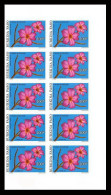 92762 Burkina Faso N°841 Adenium Obesum Rose Du Desert 1991 Non Dentelé ** MNH Imperf Bloc De 10 Fleurs Flower - Burkina Faso (1984-...)