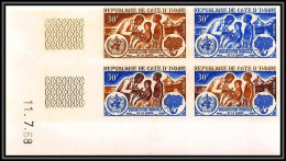 93729c Cote D'ivoire N°280 Oms / Who Santé Health Coin Daté 1968 Essai Proof Non Dentelé Imperf ** MNH - Côte D'Ivoire (1960-...)