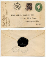 France 1899 Cover - 2c. Washington Postal Envelope W/ 25c. Sage Stamp; Elbeuf To Philadelphia, PA - 1876-1898 Sage (Type II)