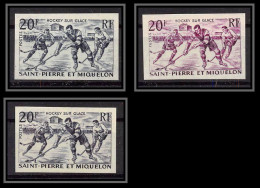 85449 N°360 Ice Hockey Sur Glace Saint Pierre Et Miquelon Non Dentelé Imperf ** MNH Lot De 3 Couleurs - Hockey (Ice)