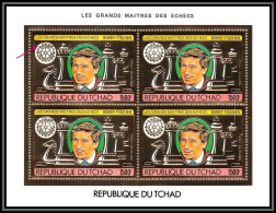 85908/ N°1029 Aa Echecs Chess Bobby Fischer Rotary 1982 Tchad OR Gold Stamps ** MNH Overprint BLOC 4 - Ciad (1960-...)