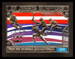 86346b Mi Bl A161 Innsbruck HOCKEY Non Dentelé Imperf Jeux Olympiques (olympic Games) Guinée équatoriale Guinea OR Gold - Equatorial Guinea