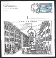 Entire Postcard Of Winterthur, Switzerland. Clock Square. Fountain. Dogs. International Sammier Festival Winterhur. - Dogs