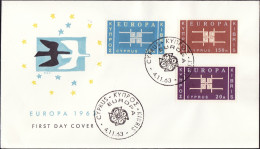 Chypre - Cyprus - Zypern FDC5 1963 Y&T N°217 à 219 - Michel N°225 à 227 - EUROPA - Brieven En Documenten