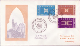 Chypre - Cyprus - Zypern FDC7 1963 Y&T N°217 à 219 - Michel N°225 à 227 - EUROPA - Lettres & Documents