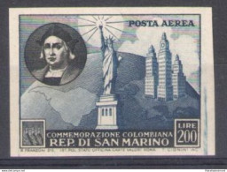 1951 San Marino, N. PA 101c C. Colombo Non Dentellato - MNH** - Varietà & Curiosità