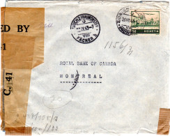 Schweiz 1943, 50 C. Auf Zensur Brief V. Zürich Fraumünster N. Canda - Lettres & Documents
