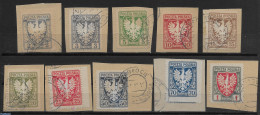 Poland 1919 All Stamps PERFORATED!  54/56+58/64, Stamps Out Of Set. 10v., Used Or CTO, Various - Errors, Misprints, Pl.. - Gebraucht