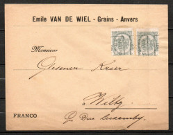 649A (2x) Op Brief Drukwerk E. Van De Wiele - Voorafstempeling Op Nr 53 ANVERS RUE DE JESUS 05  Naar WILTZ (Luxemburg) - Rolstempels 1900-09