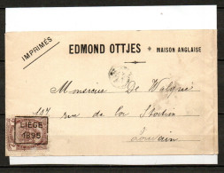 37 Voorafstempeling Op Nr 55 - LIEGE 1895 - Positie A Op Drukwerkband Edmond OTTJES - Roller Precancels 1894-99