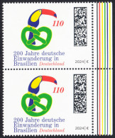 !a! GERMANY 2024 Mi. 3833 MNH Vert.PAIR W/ Right Margins - 200 Years Of German Immigrants In Brazil - Ongebruikt