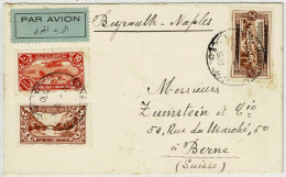 Libanon / Libanaise 1930, Brief Luftpost / Par Avion Beyrouth - Napoli - Roma - Bern (Schweiz) - Líbano