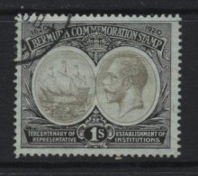 Bermuda (B15) 1920 Tercentenary Of Representative Institutions. 1s. Black On Green. Used. Hinged. - Bermuda