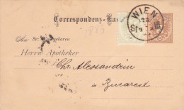 AUSTRIA, 1883 WIEN APOTHEKER TO BUCHAREST Postal Stationery - Cartoline