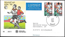 USA Soccer FIFA World Cup Cover 1994. Germany - Spain Match In Chicago - Storia Postale