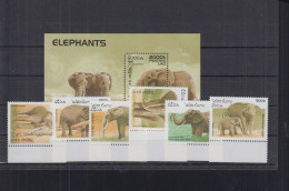 Laos - 1997 - Elephants - Yv 1275/80 + Bf 162 - Elephants