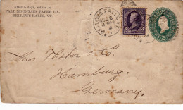 UNITED STATES COVER  STATIONERY 1897 FROM BELLOWS TO GERMANY - ...-1900