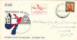 1953 KLM Christchurch New Zealand Air Race - Reurn Flight To Holland - Aviation - Storia Postale