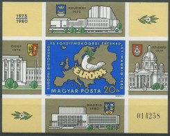Ungarn 1980 KSZE Madrid Karte Europas Block 147 B Postfr. Geschnitten (C92571) - Blocks & Sheetlets