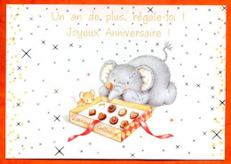 Carte Elliot And Buttons Elephant Souris Un An De Plus Régale Toi ! Joyeux Anniversaire ! Chocolats - Elliot