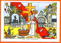 CP LA LORRAINE Illustrateur 54 55 57 88 Croix De Lorraine , Saint Nicolas , Nancy , Mirabelles , Carte Vierge TBE - Zeitgenössisch (ab 1950)