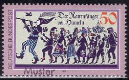 GERMANY(1978) Pied Piper Of Hamelin. MUSTER (specimen) Overprint. Scott No 1273. - Autres & Non Classés