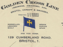 NAVIGATION 1937 RARE ENTETE Golden Cross Line Bristol Royaune Uni 1937 S.S. Kronprins Clav » V.SCANS - Ver. Königreich