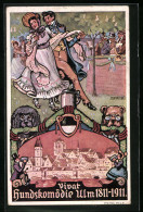Künstler-AK Ganzsache PP27C141 /02: Ulm A. D., Aufführung Der Hundskomödie 1911  - Briefkaarten
