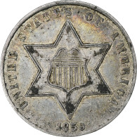 États-Unis, 3 Cents, 1859, Philadelphie, Argent, TB+, KM:88 - 2, 3 & 20 Cents