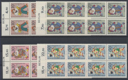 Berlin, MiNr. 373-376, 8er Bogenteile, OR, Randzudruck Berlin, Postfrisch - Neufs