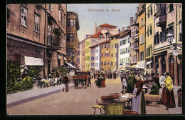 Cartolina Bozen, Buntes Treiben Auf Dem Obstmarkt  - Bolzano (Bozen)