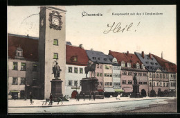 AK Chemnitz, Hauptmarkt Mit Den 3 Denkmälern  - Chemnitz