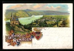 Lithographie Remagen, Blick Auf Die Stadt Und Das Umland  - Remagen