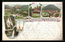 Vorläufer-Lithographie Harzburg, 1895, Sennhütte, Kurhaus Und Actien Hotel, Panorama, Unter Den Eichen  - Bad Harzburg