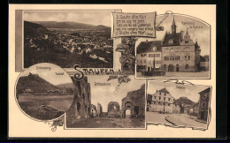 AK Staufen /Breisgau, Schlossberg Mit Bahnhof, Hauptstrasse, Ortsansicht  - Staufen