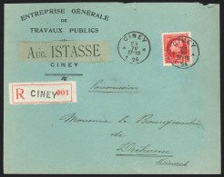 L. Recom Affr N°212 De CINEY/1924 Pour Dréhance - Covers & Documents