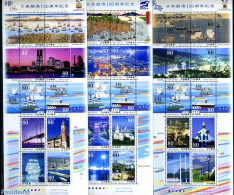 Japan 2009 Harbours 26v (3 M/s), Mint NH, Transport - Ships And Boats - Art - Bridges And Tunnels - Nuevos