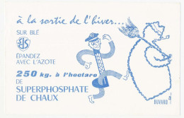 Buvard  20.8 X 13.4 SUPERPHOSPHATE DE CHAUX à épandre Sur Blé à La Sortie De L'hiver Avec L'azote Bonhomme De Neige - Landwirtschaft