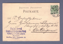 Deutsche Reichspost Postkarte - Felix Arnd, Gewehr- Und Bleigeschoss-Fabrik -  Berlin 12 - 3.12.89 (CG13110-299) - Briefe U. Dokumente