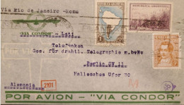 MI) 1936-42, ARGENTINA, MAP OF ARGENTINA WITHOUT BORDER, VIA CONDOR, FROM BUENOS AIRES TO GERMANY, VIA RIO DE JANEIRO - - Usados