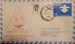 MI) 1971, ARGENTINA, RESUMPTION OF LUFTHANSA SERVICES, FROM BUENOS AIRES, AIR MAIL, GENERAL JOSE DE SAN MARTIN, INTER-AM - Oblitérés