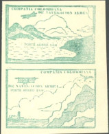 COLOMBIA 1920 AIR NAVIGATION CO., 10c GREEN IMPERF PAIR, LIGHTHOUSE, UNGUMMED - Lighthouses