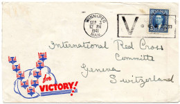 CANADA. 1941."V". VICTORY. POUR C.I.C.R. GENEVE (SUISSE).  - Lettres & Documents