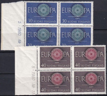 FINNLAND 1960 Mi-Nr. 525/26 ** MNH Seitenrand Viererblocks - Unused Stamps